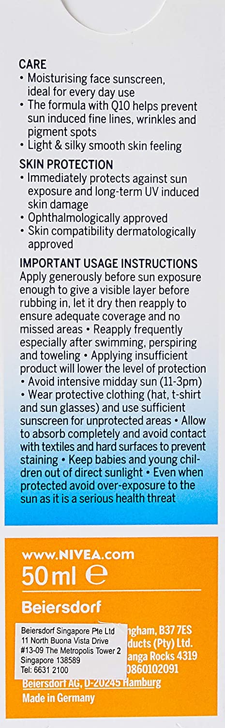 NIVEA Sun UV Face Anti-Age SPF 50 (50ml), Q10 Protects Against UVA/UVB Rays and Premature Skin Ageing, Anti-Ageing Cream - Image 3