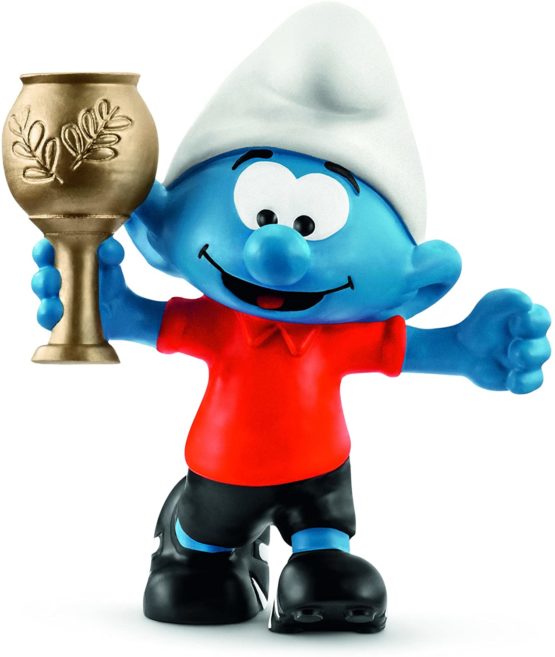 SCHLEICH 20807 Football Smurf with trophy, multicoloured