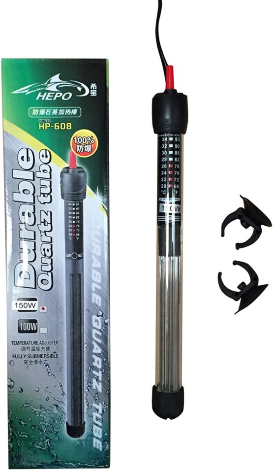 Hepo HP-608 Quartz Aquarium Fish Tank Heater Submersible Thermostat 25w to 300w (25w)