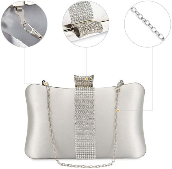 UBORSE Handbag for Women Evening Clutch Bag Rhinestones Bridal Purse Prom Party Wedding Tote Bags - Image 3