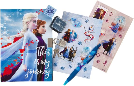 Disney Frozen 2 Secret Diary For Girls Anna and Elsa, Secret Lockable Journal Diary With Keys Includes Frozen Stickers Pen Stamper, Small Journal Notebook Stationery Set, Gifts for Girls - Image 3