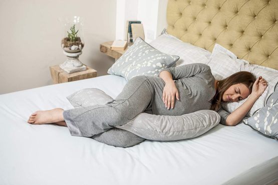 Dreamgenii Pregnancy Support and Feeding Pillow Cover, Floral Cotton Grey/White - Image 3