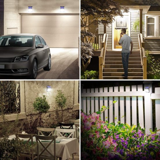 Solar Lights Outdoor, Claoner 128 LED Solar Motion Sensor Security Lights with 3 Lighting Modes IP65 Waterproof Durable Solar Powered Wall Lights 270°Lighting Angle for Yard Door Fence Pathway(4 Pack) - Image 2