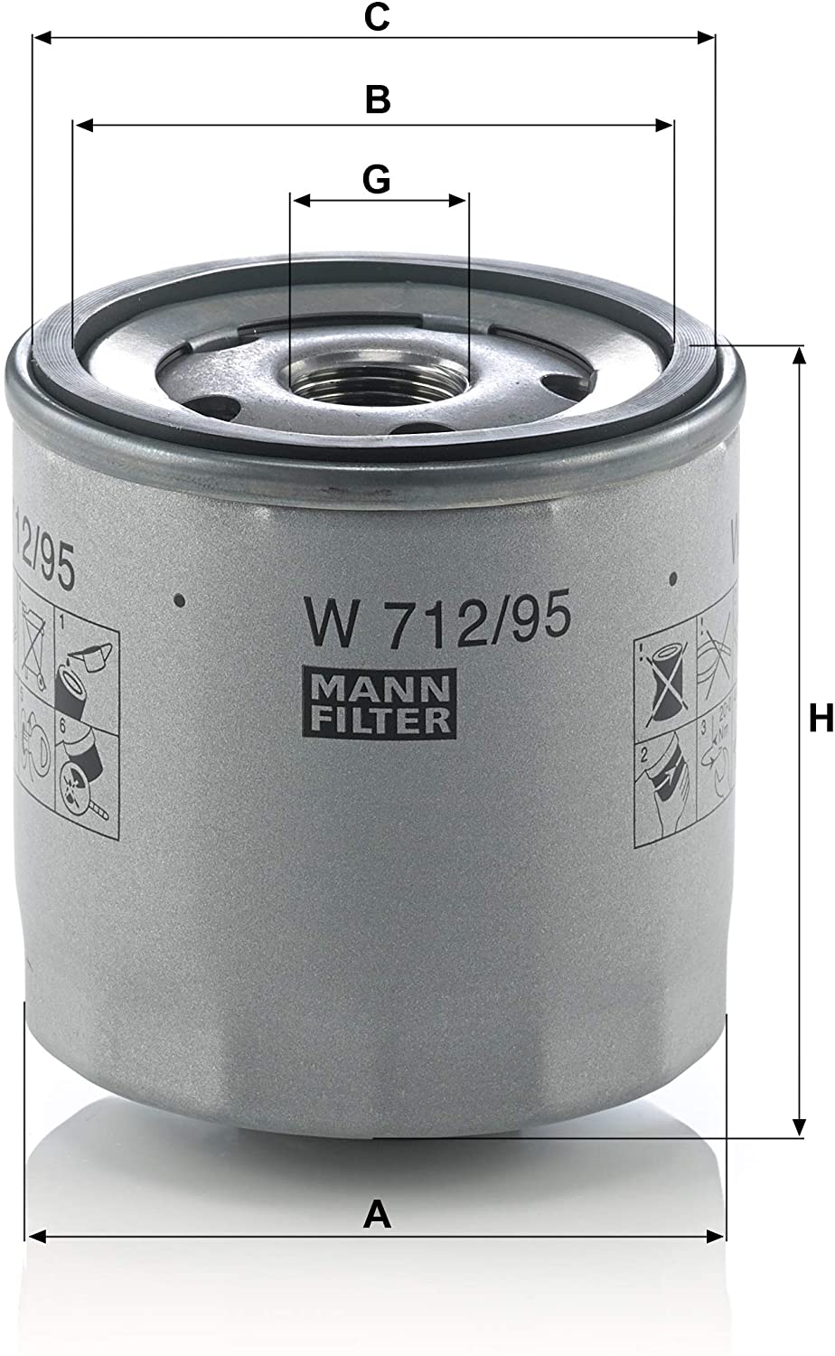 MANN-FILTER W 712/95 Oil Filter - for Cars + Transporters, White, Single pack - Image 2