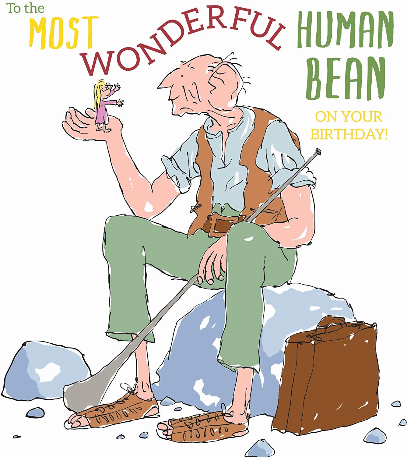 Roald Dahl BFG Human Bean Birthday Card, RD002, Multi Colour, 180x160mm
