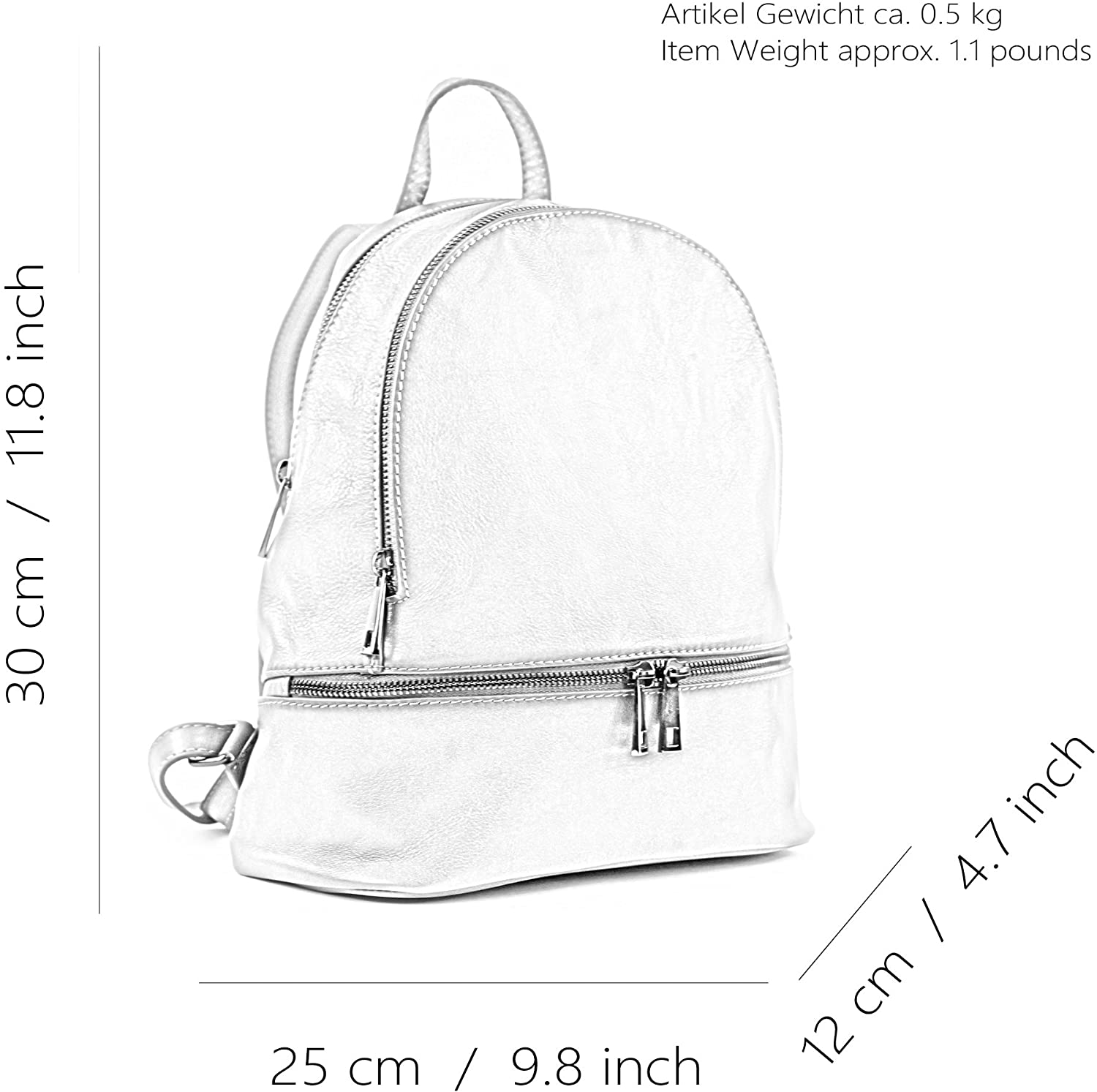 modamoda de - ital Sac à dos pour femme en cuir Nappa T137, Colour:Leaf Green - Image 4