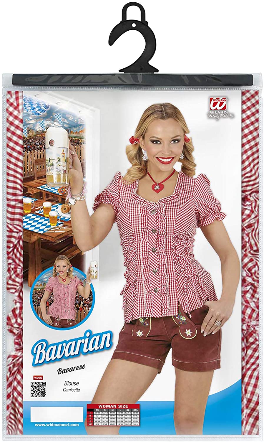 Widmann - blouse, Bavarian, traditional blouse, women's shirt, beer festival, cowgirl, sheriff, S, Red - Image 2