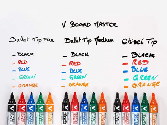 Pilot Begreen Recycled V Board Master Whiteboard Marker Bullet 6.0 mm Tip - Black/Red/Blue/Green/Orange, Wallet of 5 - Image 3