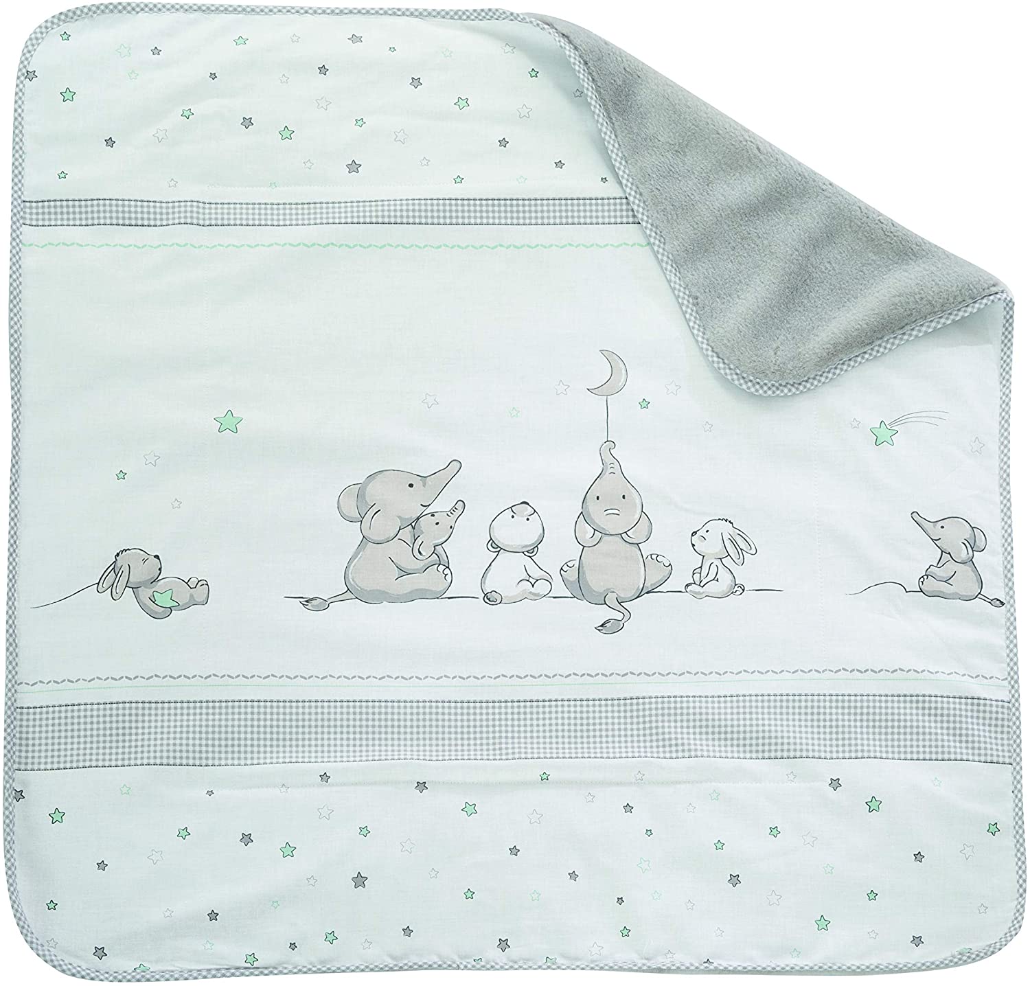 roba Baby Blanket Star Magic, 80 x 80 cm, Baby Blanket with Stars and Elephant Motif, Children's Blanket Made of Soft Cotton - Image 2