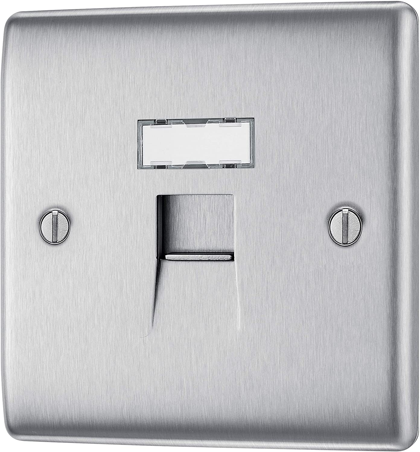BG Electrical RJ45 Single Data Outlet, Brushed Steel