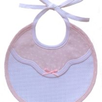 FILET Baby Girls Bib with Aida Cloth Insert, Pink, One Size