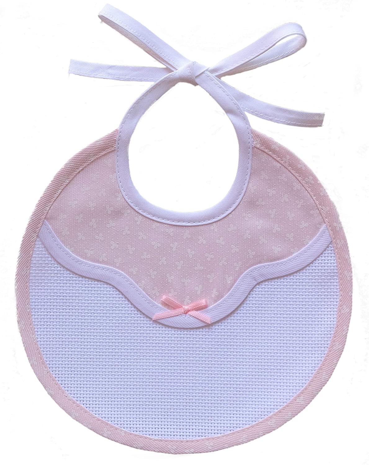 FILET, Round Bib with Aida Insert for Embroidery Made of Cotton Pique with Shamrock Print
