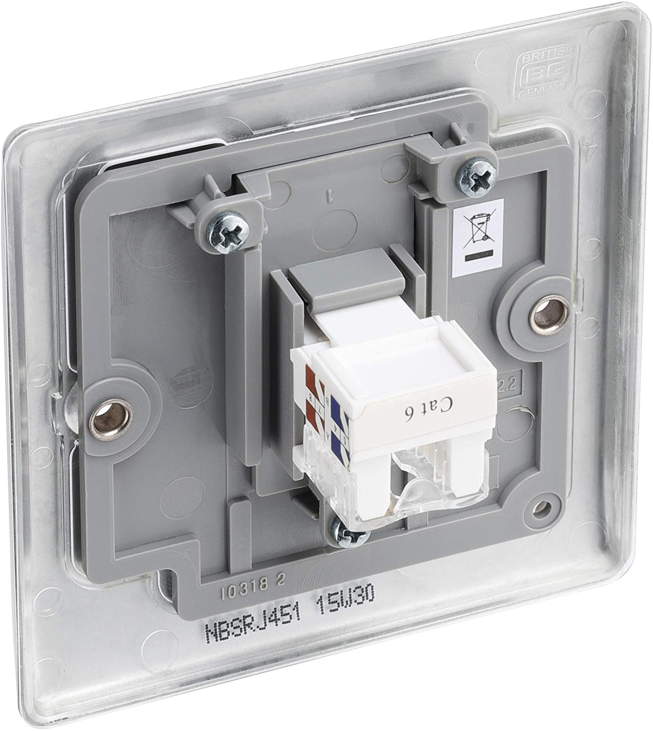 BG Electrical RJ45 Single Data Outlet, Brushed Steel - Image 3