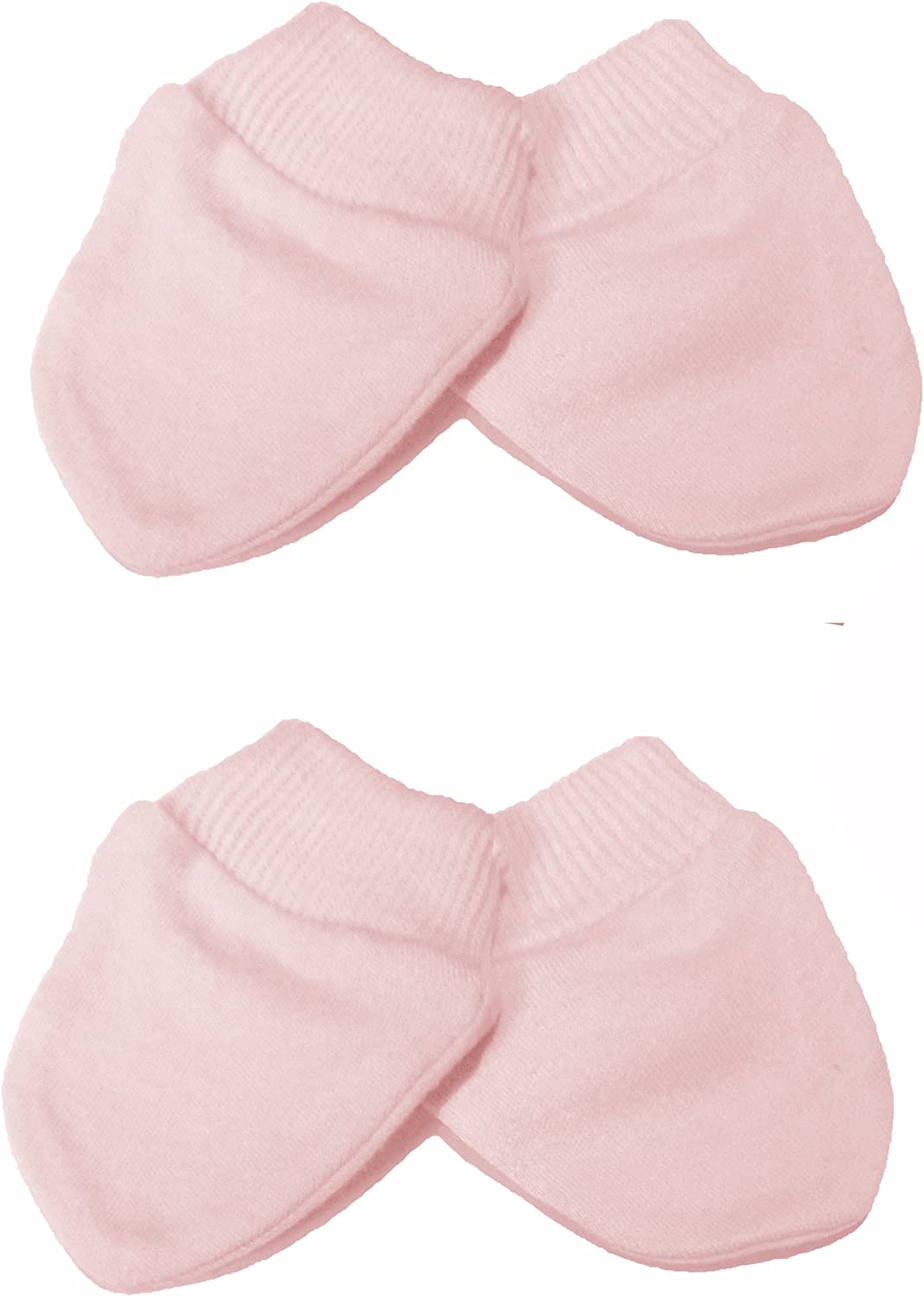 Newborn 2 works of Scratch Mitts/Mittens - 100% Cotton Baby Pink, 4 Count (Pack of 1)