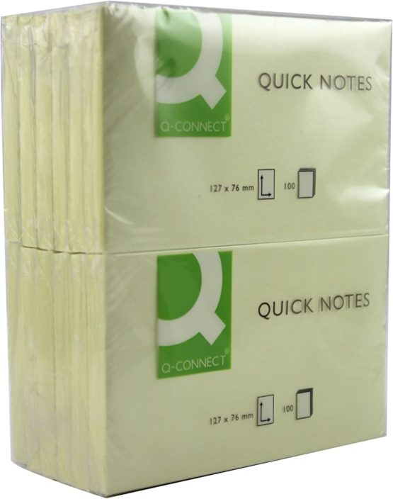 Q Connect 76 x127mm Quick Note Repositionable Pad - Yellow (Pack of 12)