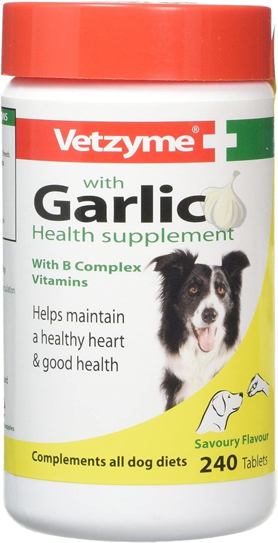Vetzyme | Garlic Tablets for Dogs, Helps Maintain a Healthy Heart | Savoury Treat with B Complex Vitamins (240 Tablets)