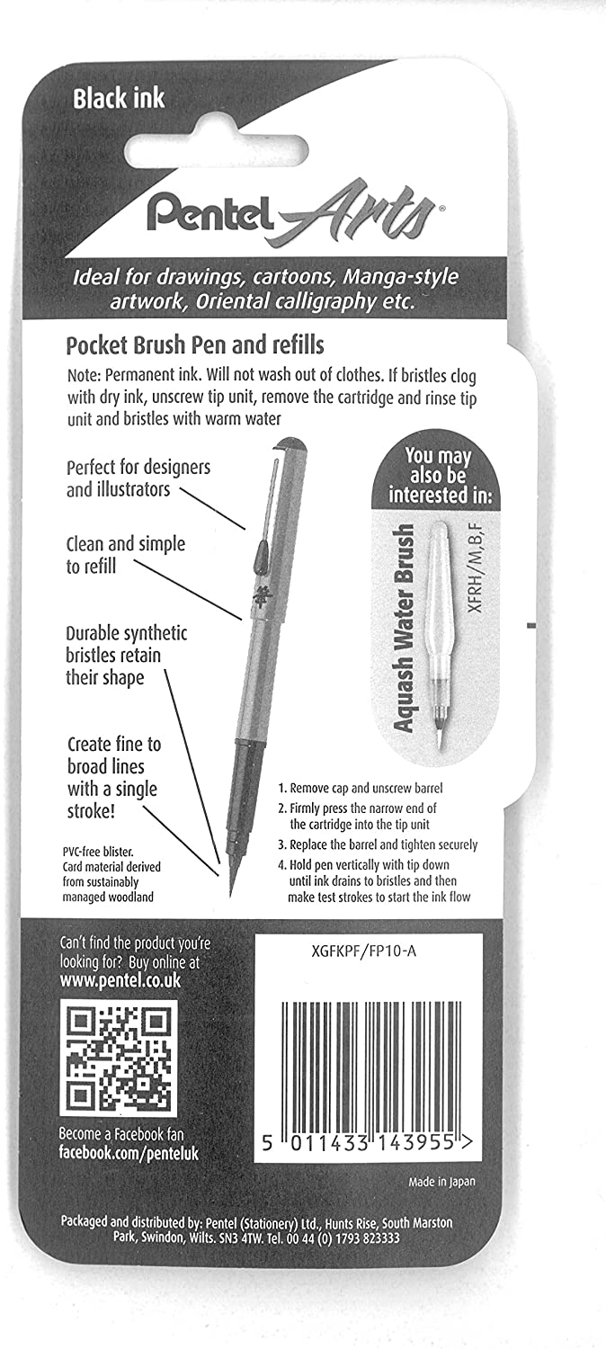 Pentel XGFKPF/FP10-A Pocket Brush Pen with 2 Refills - Orange Barrel, 12 count (Pack of 1) - Image 2