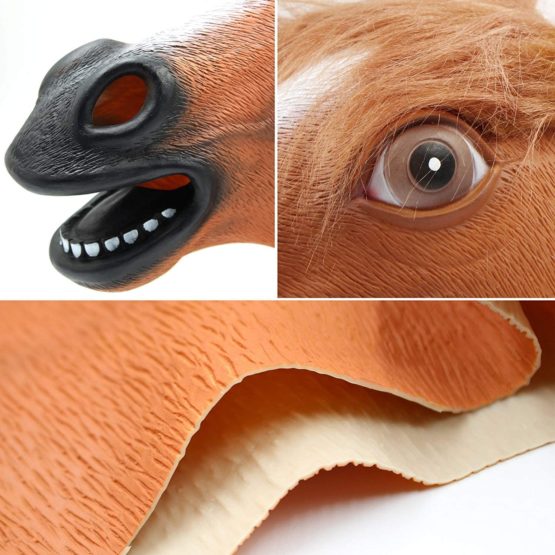 CreepyParty Horse Mask Realistic Animal Full Head Latex Mask for Halloween Carnival Costume Party - Image 3