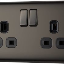 BG Electrical NBN22B-01 Double Switched Power Socket, Black Nickel, 13 Amp