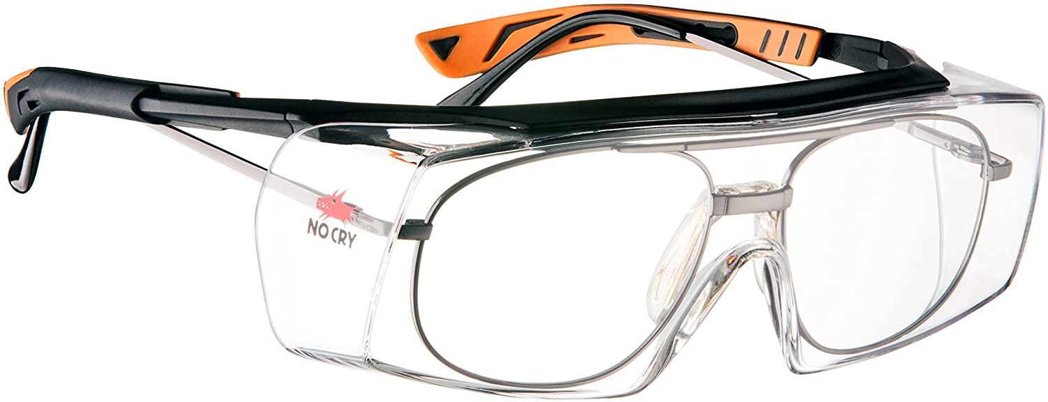 NoCry Over-Glasses Safety Glasses, with Clear Anti-Scratch Wraparound Lenses, Adjustable Arms, Side Shields, UV400 Protection