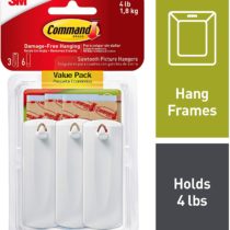 Command Wire-Back Sawtooth Frame Hangers, Holds up to 5 lbs, 3-Hangers, 6 Strips, Decorate Damage-