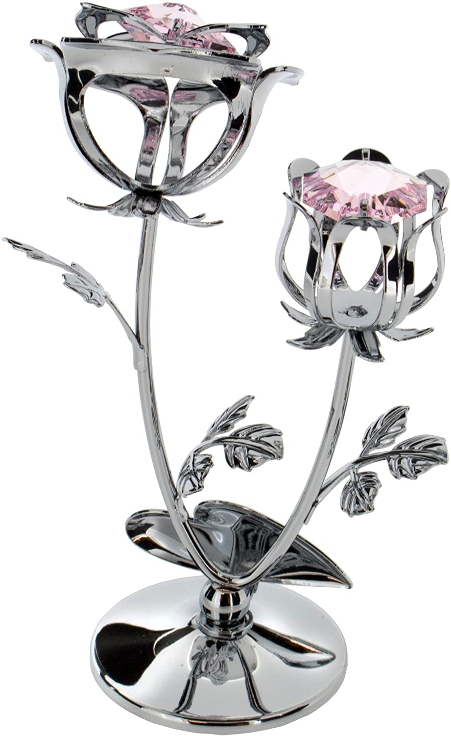 Crystocraft Chrome Plated Rose & Rose Bud Ornament. (Special Mum) - Image 2