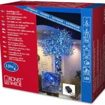 Konstsmide 3615-400 Micro LED Christmas Tree Lights/Outdoor or Indoor (IP44) / 24V Transformer / 120 Blue Diodes/Multifunction 8 Settings Including Static/Black Cable String Lights