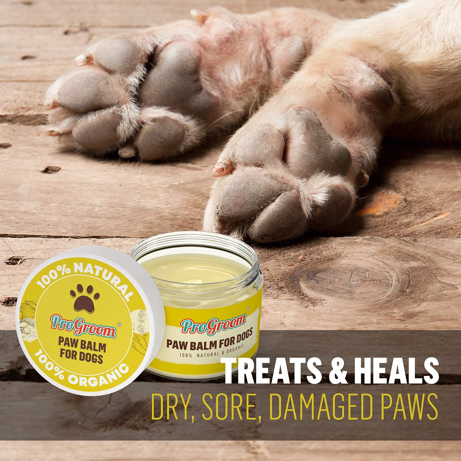 Progroom Dog Paw Balm Soother Natural Ointment Organic Cream Safe 