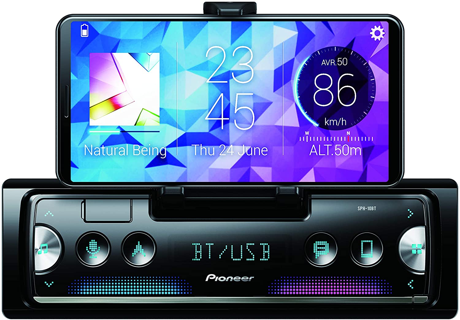 Pioneer SPH-10BT Mech-Free Phone Cradle/Holder, Black, 1-DIN