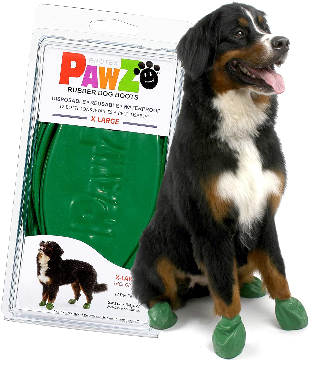 X Large Pawz Durable All Weather Dog Boots (12 boots), Black, XL