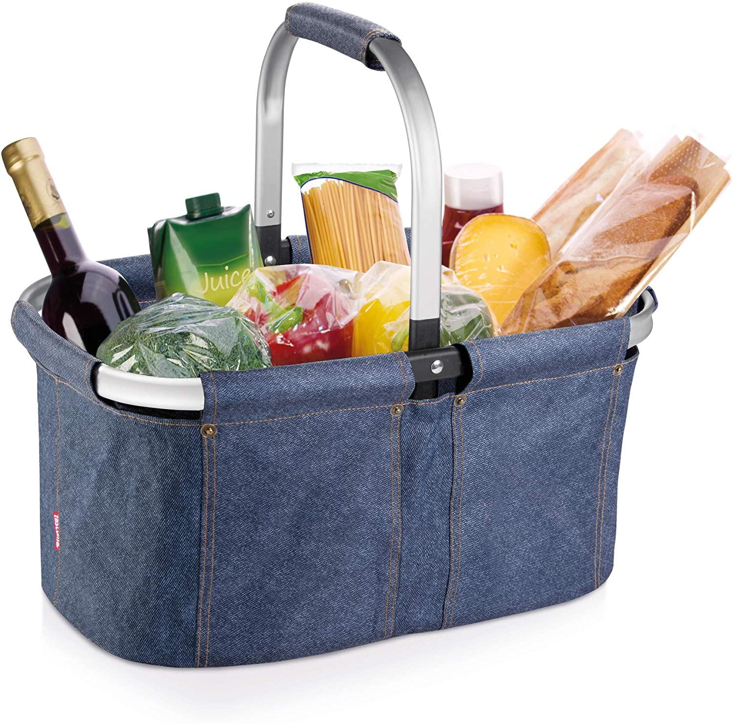 Tescoma 906161 Folding Shopping Basket Denim Effect Shop, Blue - Image 2