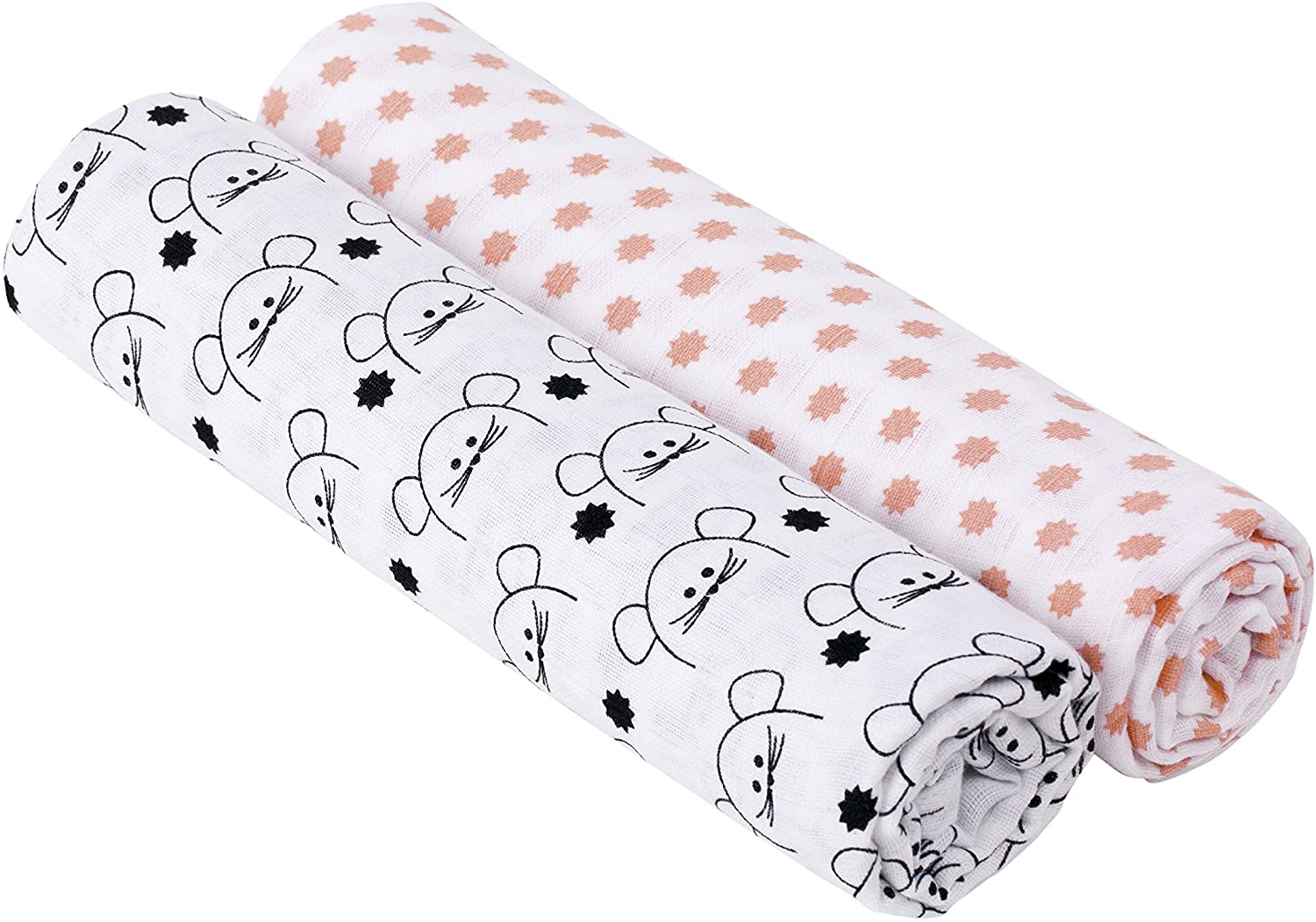 LÄSSIG Baby Burp Cloth Swaddle & Burp Blanket Cotton 2 pcs assorted 120 x 120 cm Little Chums Mouse, Twin - Image 4