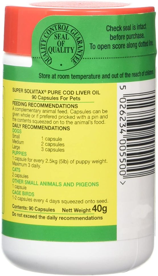 Super Solvitax | Pure Cod Liver Oil for Dogs | Helps Maintain Healthy Skin, Strong Bones & Teeth (90 Capsules) - Image 2