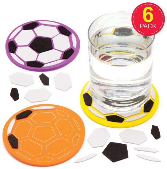 Baker Ross AW478 Football Mosaic Coaster Kits (Pack of 6)