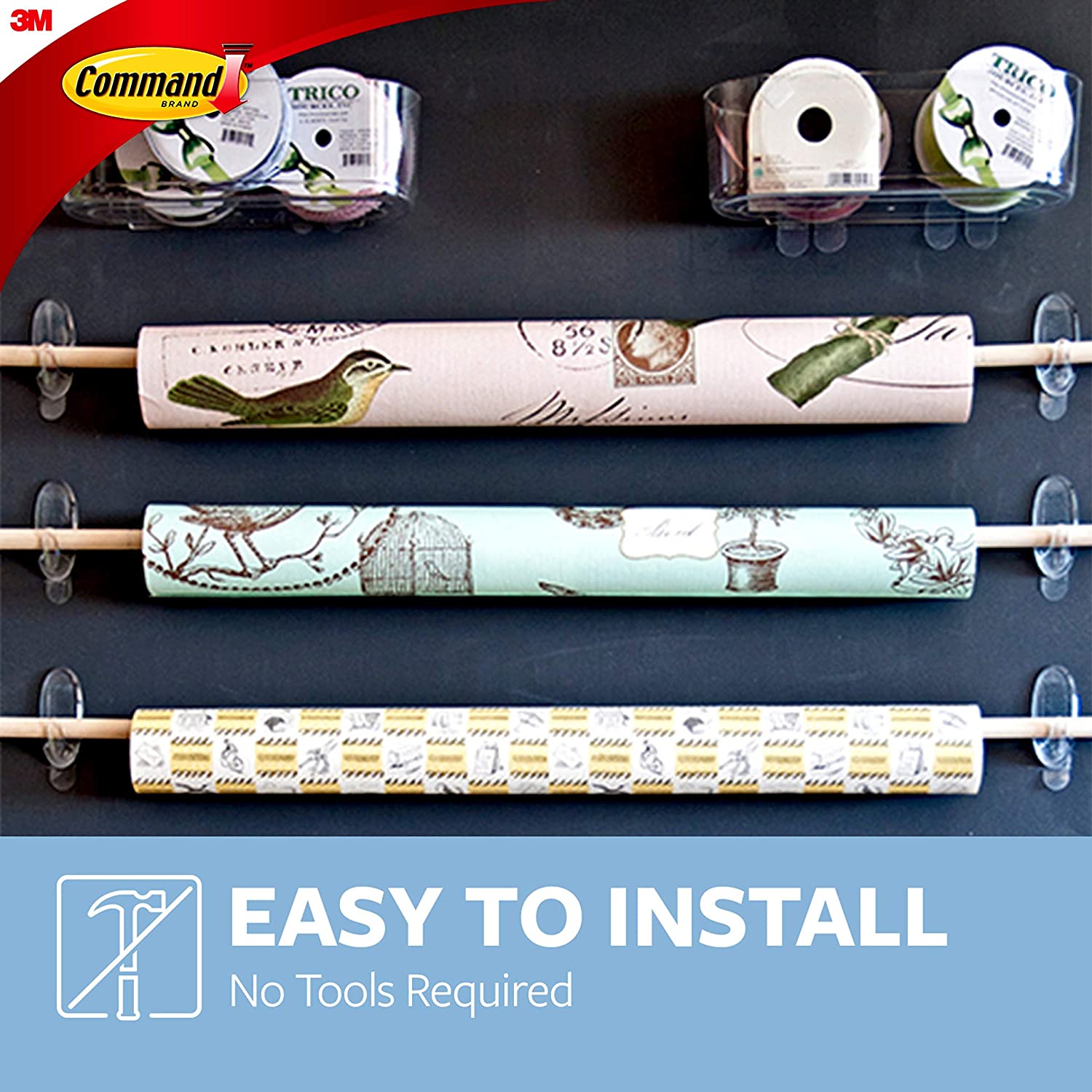 Command Medium Hook, Pack of 2 Hooks and 4 Adhesive Strips, Transparent - Damage Free Hanging - Holds up to 900g - Image 4