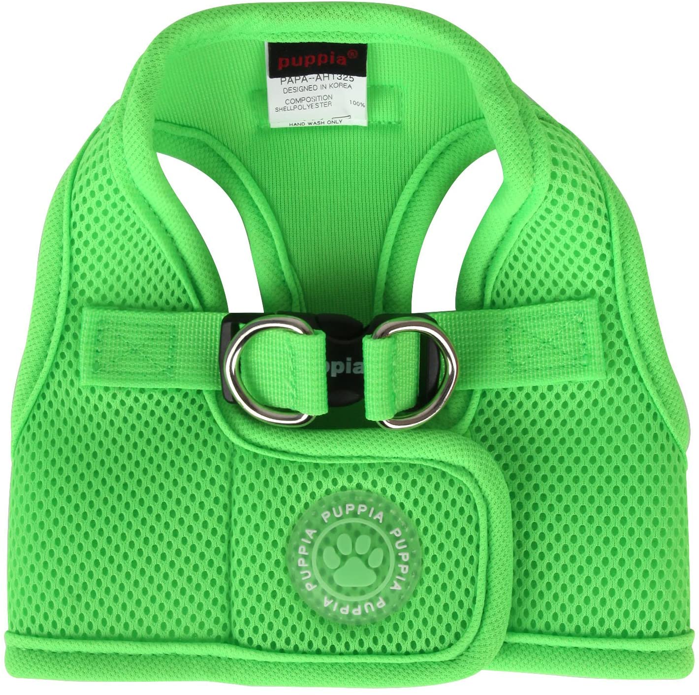 Puppia Neon Dog Vest Harness for small and medium dogs - Super soft and comfortable - Also usable as Puppy Harness, Green, XL
