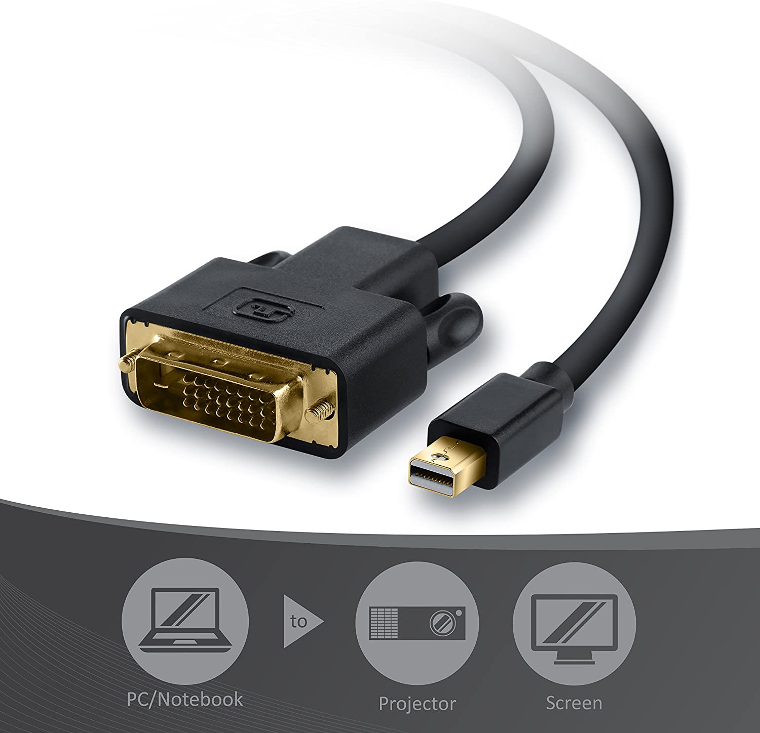 DP mètre Compatible avec cartes graphiques / Apple et PC / Vidéop 1m Certifié / HDCP et EDID vers DVI Contacts plaqués or 24 carats / Blindage triple CSL câble HQ Premium DisplayPort Résolution Full HD 