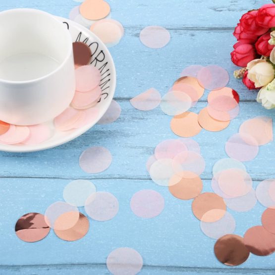 TecUnite Rose Gold Pink Confetti Tissue Paper Table Confetti, 1.76 oz - Image 3