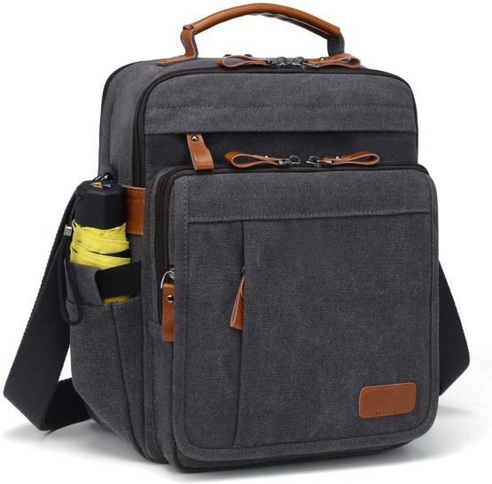 Estarer Mens Messenger Shoulder Bag for 13.3" Laptop/12.9" iPad Pro,Small Canvas Cross Body Flight Bag for Work