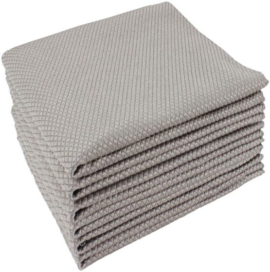 HIDMD Microfibre Cleaning Cloths Microfiber Lint free Cloths Towels Polishing Cloths for Dishes Glasses Car Windows Mirrors Screen TV Tablets Camera Grey 6PCS 30CM X 40CM