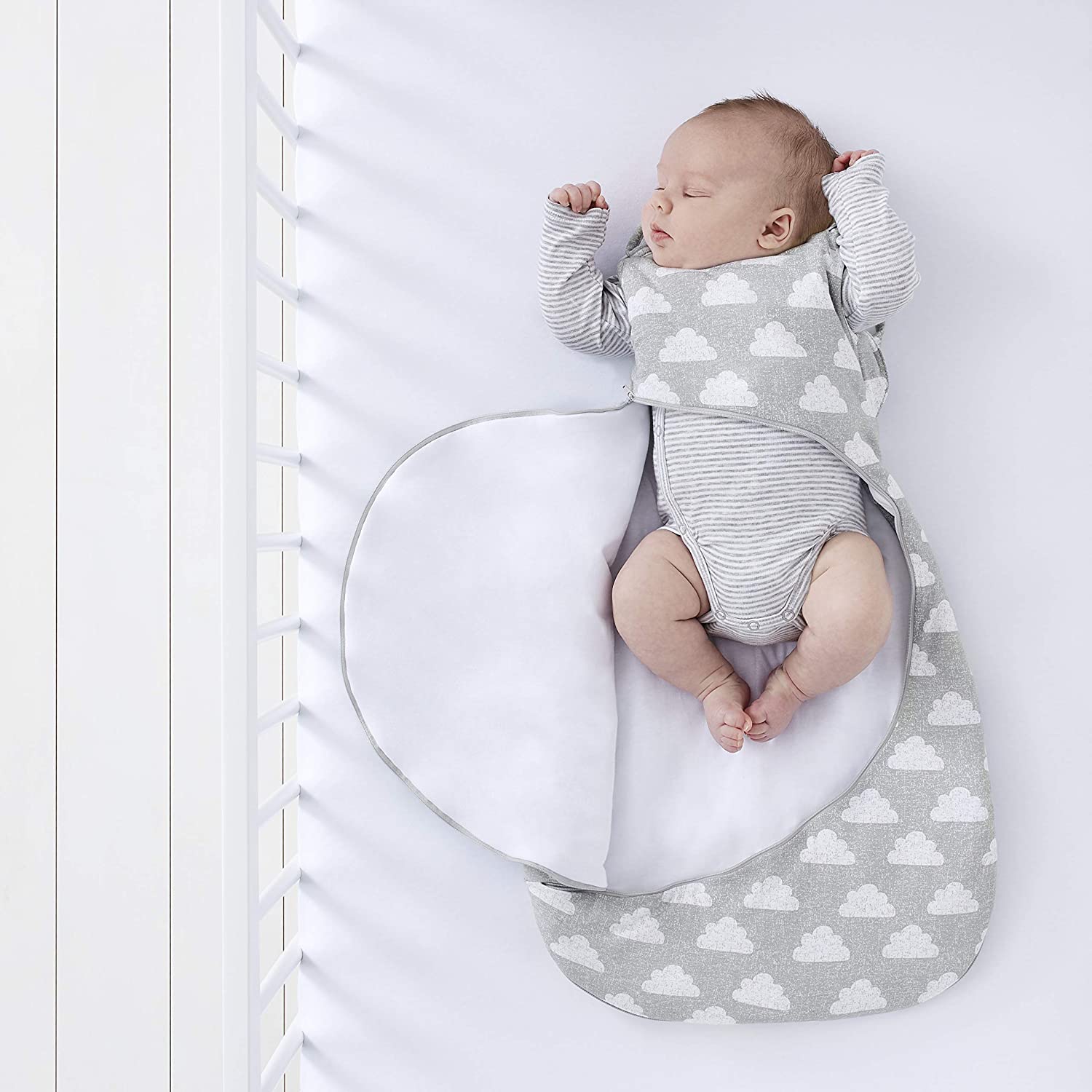 Snuz Baby Sleeping Bag with Nappy Zip, for Easy Nappy Changes Super Soft Cotton Sleeping Bags with Easy Fit Poppers - Image 2