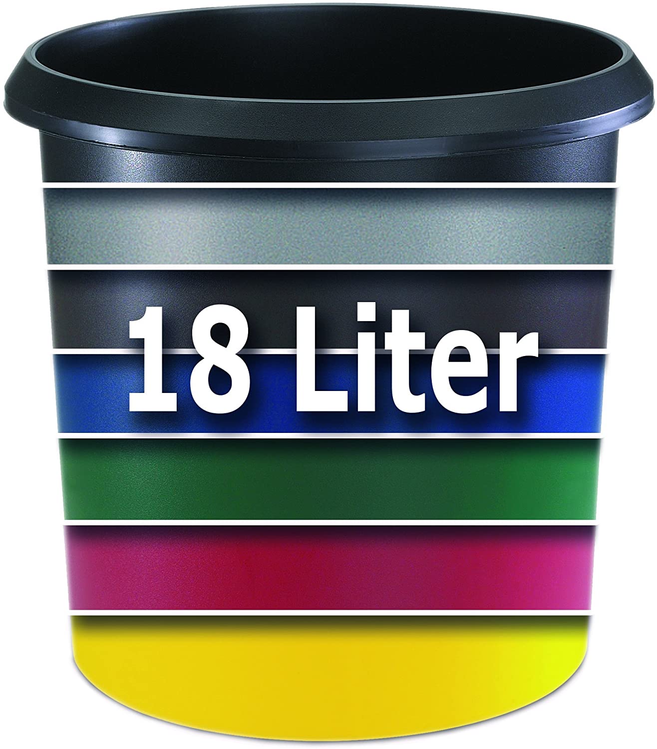 Runner Allrounder Recycle bin, Round, Rubbish with Handle, Sturdy Plastic, 18 L 18 Liter Black - Image 2