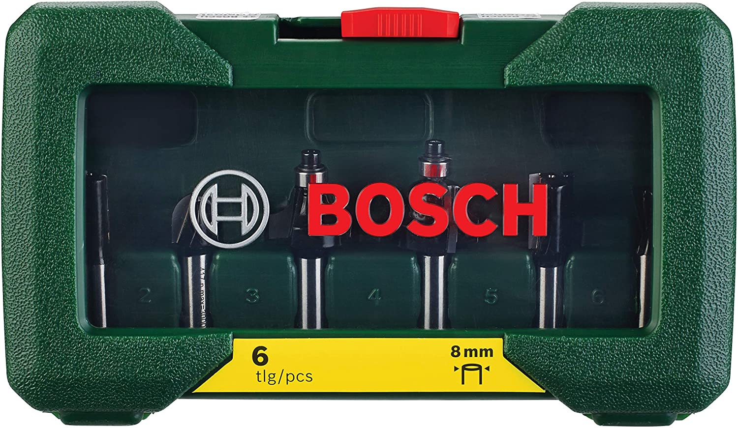 Bosch 6-Piece Tungsten Carbide Router Bit Set (for Wood Shank diameter 8 mm, Accessory Routers), Silver/Black, 6-Piece Set - Image 3
