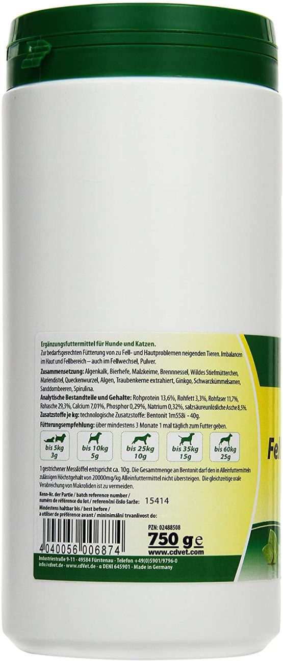 cdVet Naturprodukte Fell & Haut Vital Hund & Katze 750 g - Dog, cat - Complementary feed - coat + skin problems - coat change - organism support - hair rupture - dandruff - hair loss - - Image 3