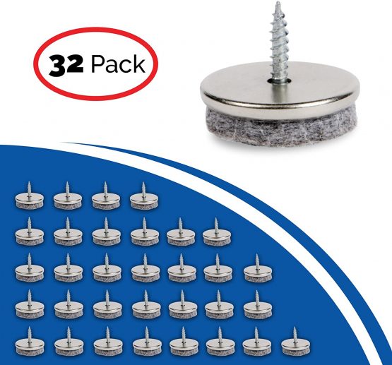 Furniture Felt Pads – 28MM Diameter Felt Pads for Furniture Feet. 5MM Thick Chair Leg Floor Protectors. Furniture Pads with Easy Screw Installation are Ideal Floor Protector Pads - Image 2