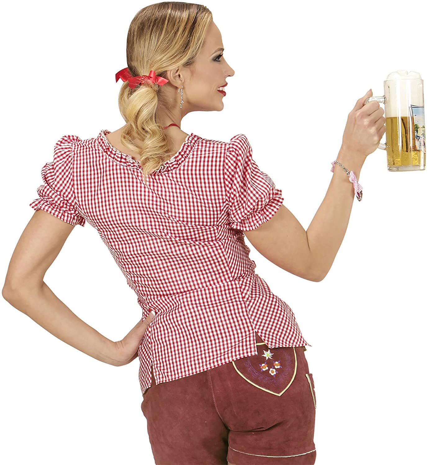 Widmann - blouse, Bavarian, traditional blouse, women's shirt, beer festival, cowgirl, sheriff, S, Red - Image 3