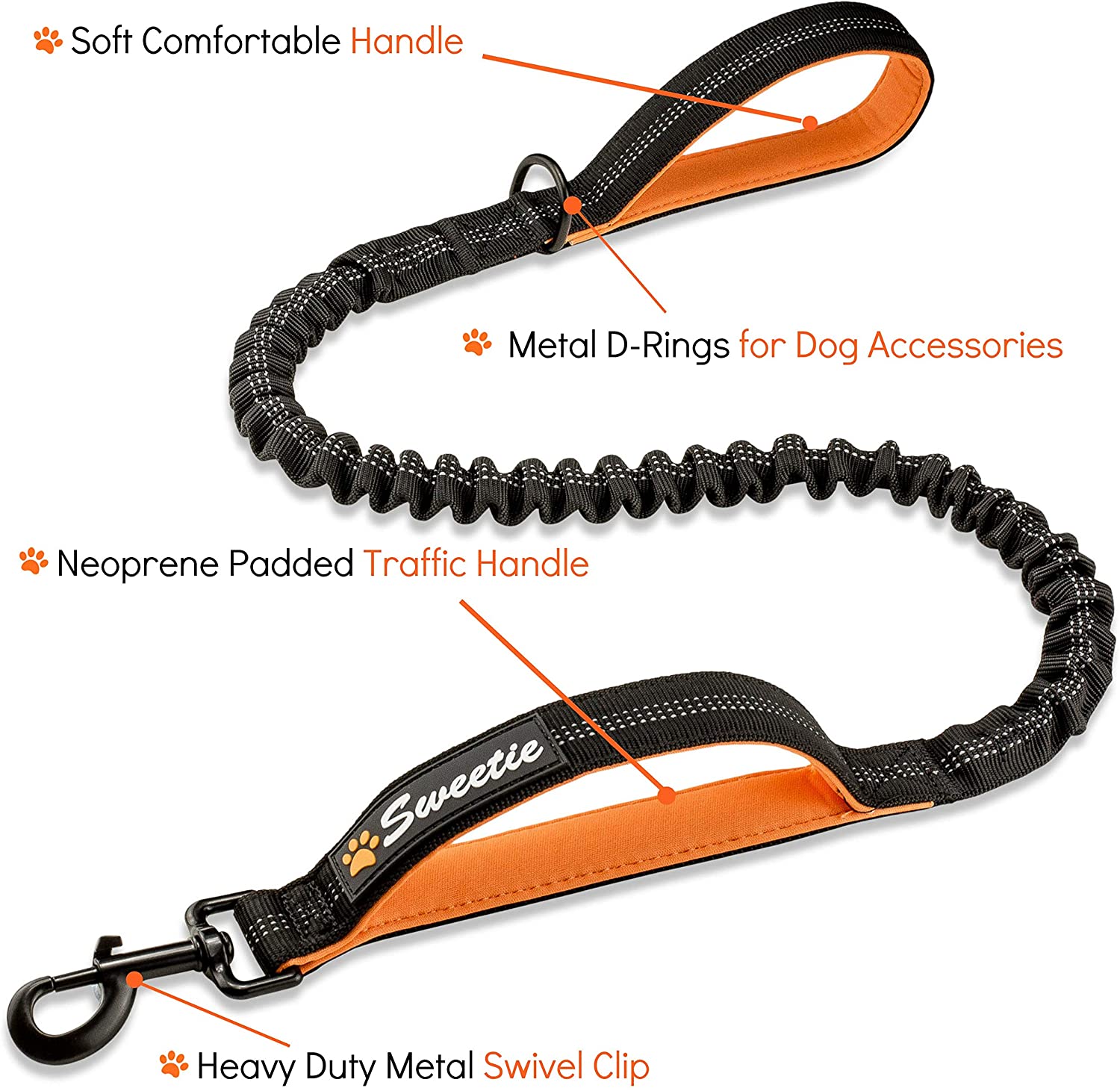 Sweetie Bungee Dog Lead, Shock Absorbing Leash that Softens Pulls & Stops - Image 2