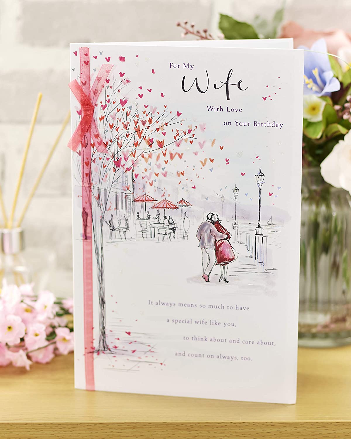Sentimental Birthday Card for Her with Ribbon - Husband to Wife, Multi, 165 mm x 254 mm - Image 4