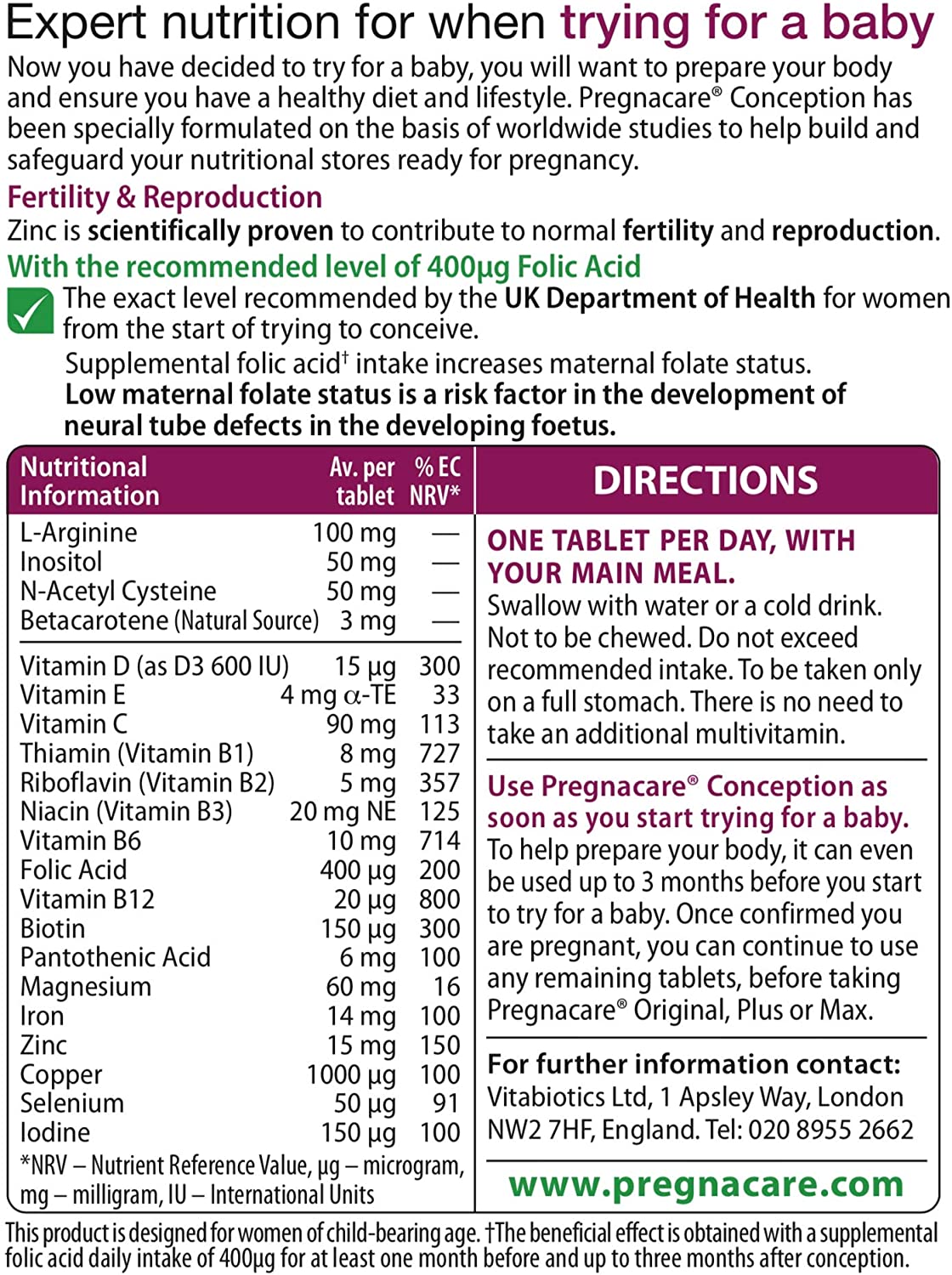 Pregnacare Fertility, Conception for Women and Support During Conception, 84 Tablets, 30 count (Pack of 1) - Image 4