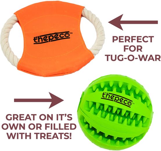 11 Exciting Variety Pack of Puppy Toys. Includes Treat Dispensing Rubber Ball. Hard Wearing Rope Toys ideal for Interactive and Independent Play. Great Dog Toys for Boredom and Teething. - Image 2